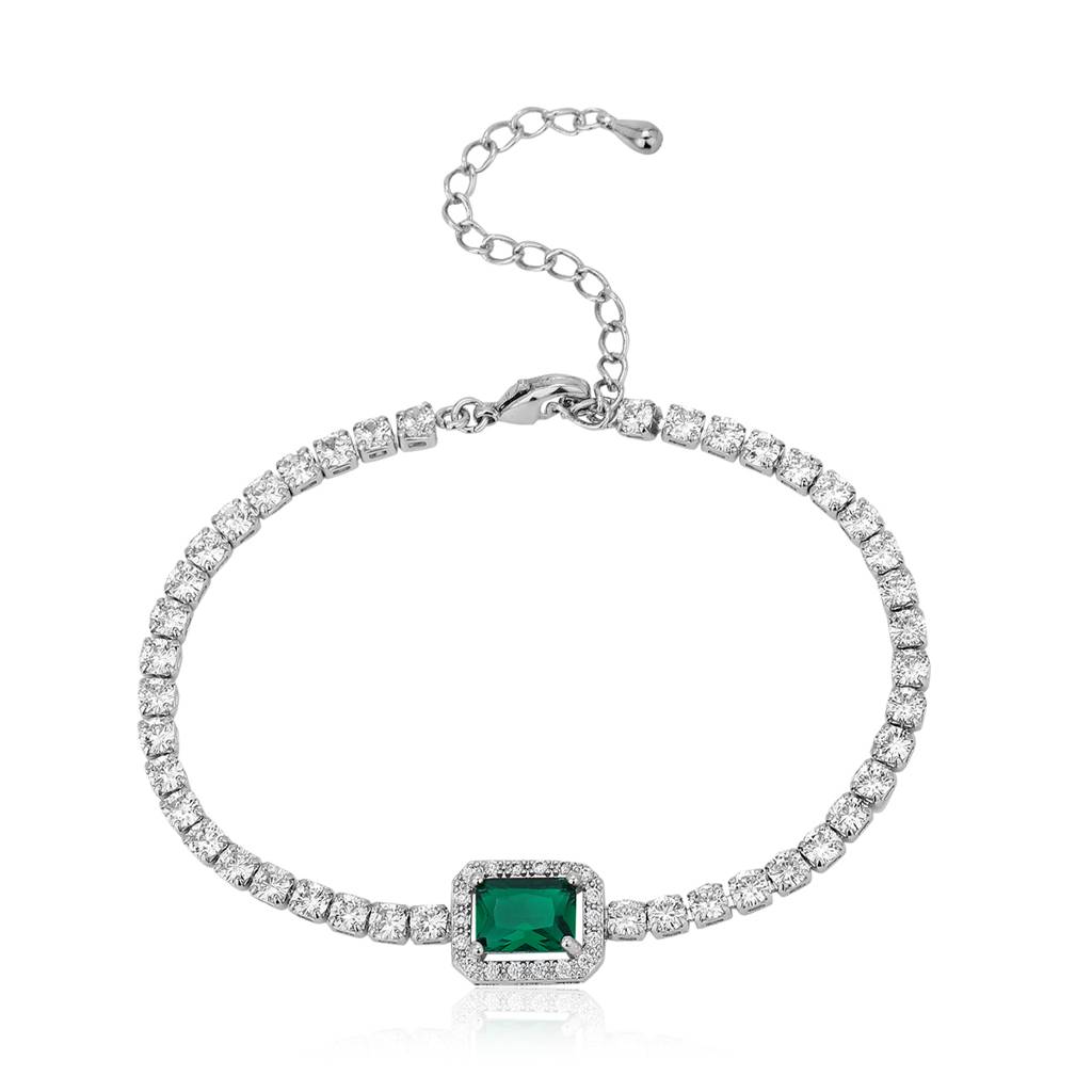 Carlton London Women Rhodium-Plated Brass Cubic Zirconia Premium Charm Bracelet : FJB4177