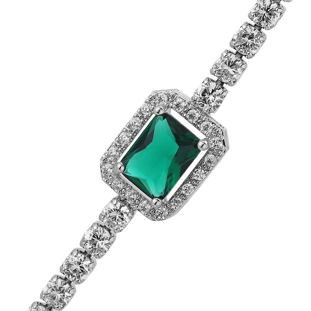 Carlton London Women Rhodium-Plated Brass Cubic Zirconia Premium Charm Bracelet : FJB4177