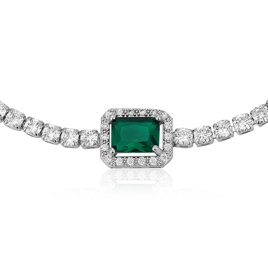 Carlton London Women Rhodium-Plated Brass Cubic Zirconia Premium Charm Bracelet : FJB4177