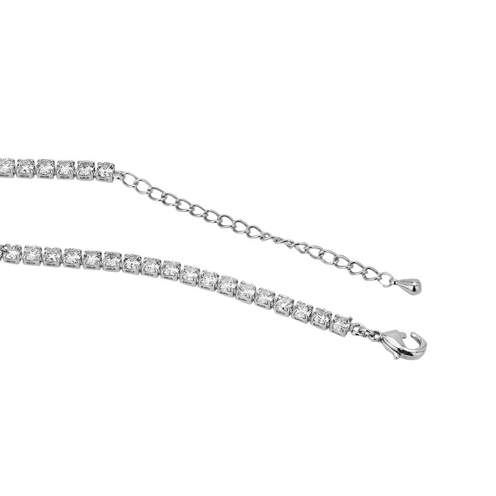 Carlton London Women Rhodium-Plated Brass Cubic Zirconia Premium Charm Bracelet : FJB4177