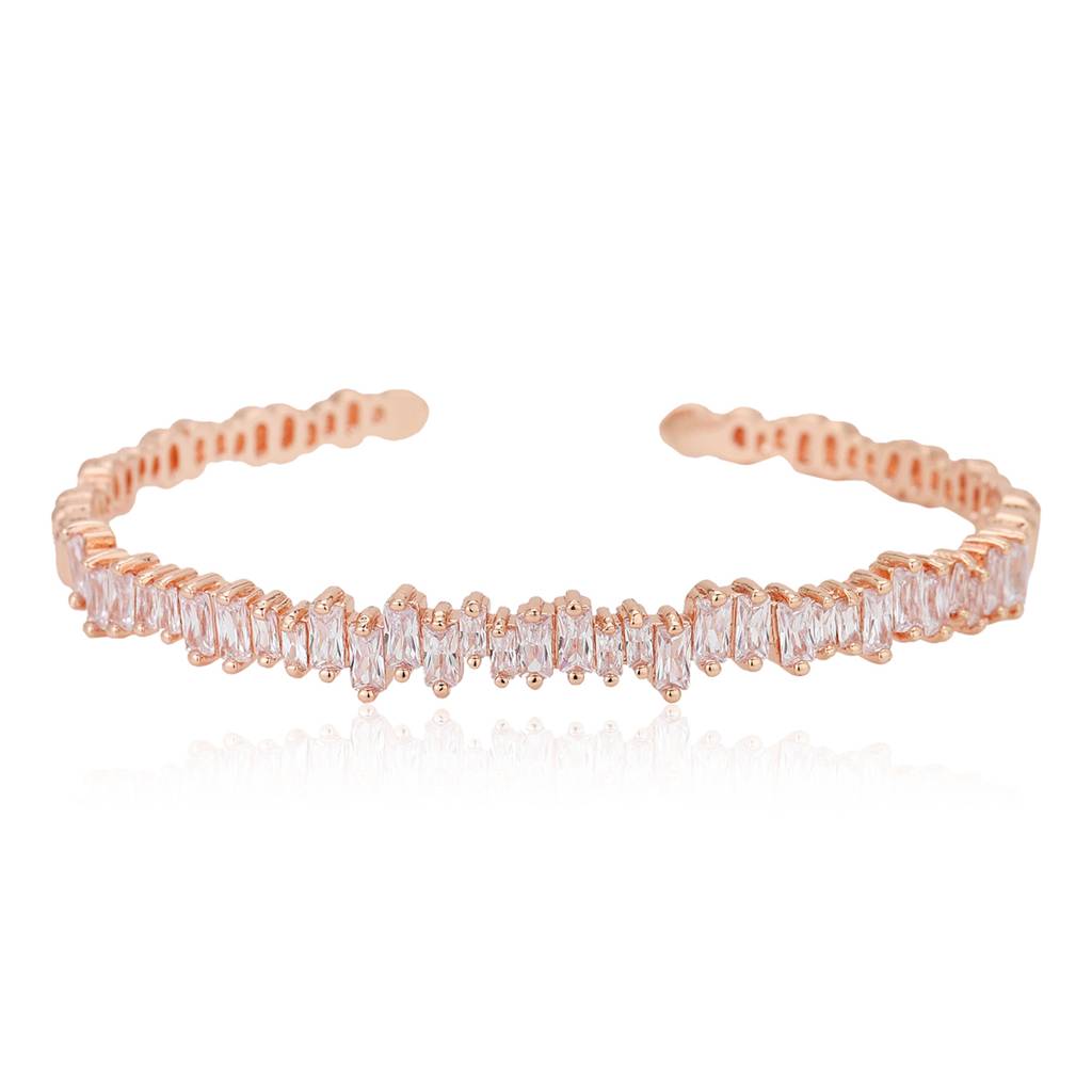 Carlton London Women Cubic Zirconia Rose Gold-Plated Premium Cuff Bracelet : FJB4181