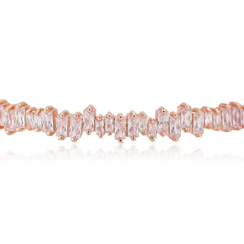 Carlton London Women Cubic Zirconia Rose Gold-Plated Premium Cuff Bracelet : FJB4181