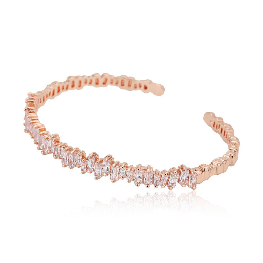 Carlton London Women Cubic Zirconia Rose Gold-Plated Premium Cuff Bracelet : FJB4181