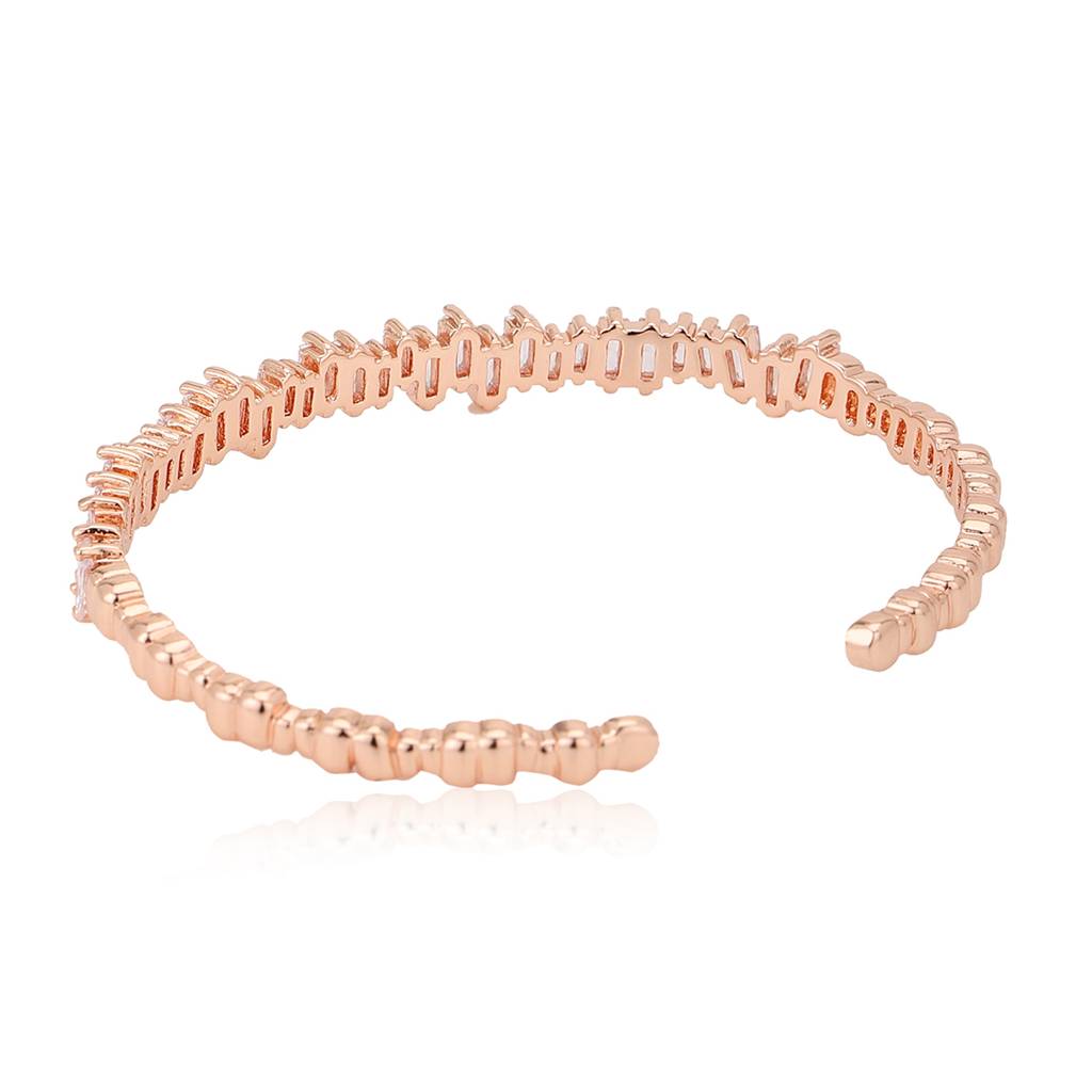 Carlton London Women Cubic Zirconia Rose Gold-Plated Premium Cuff Bracelet : FJB4181