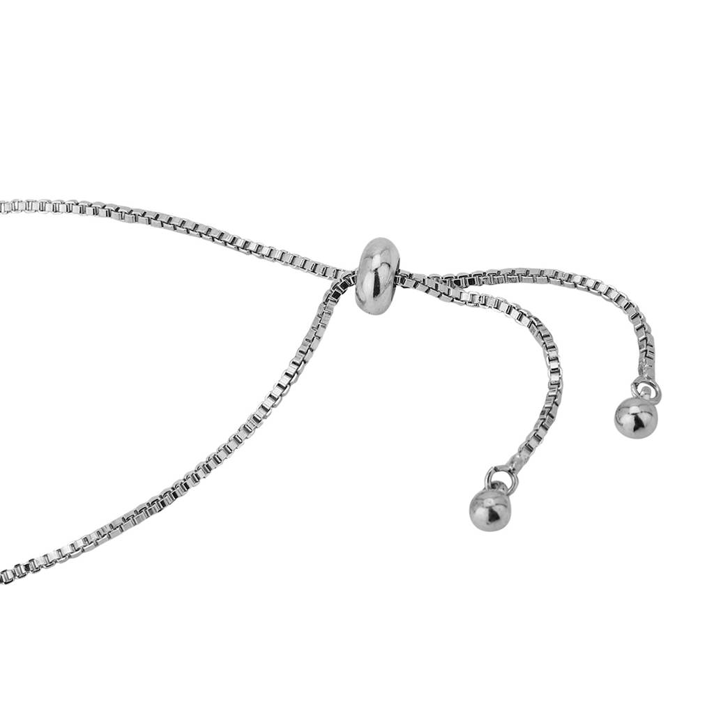Carlton London Women Rhodium-Plated Brass Cubic Zirconia Premium Charm Bracelet. : FJB4182