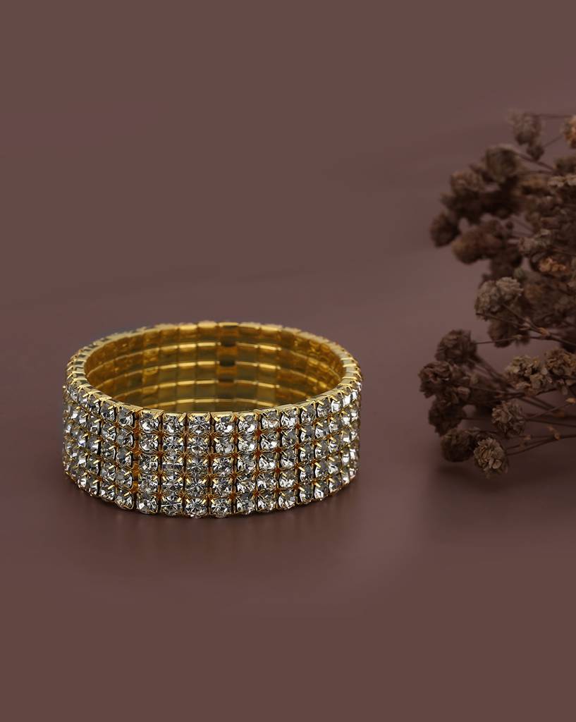 Brass Cubic Zirconia Gold-Plated Bracelet : FJB4241