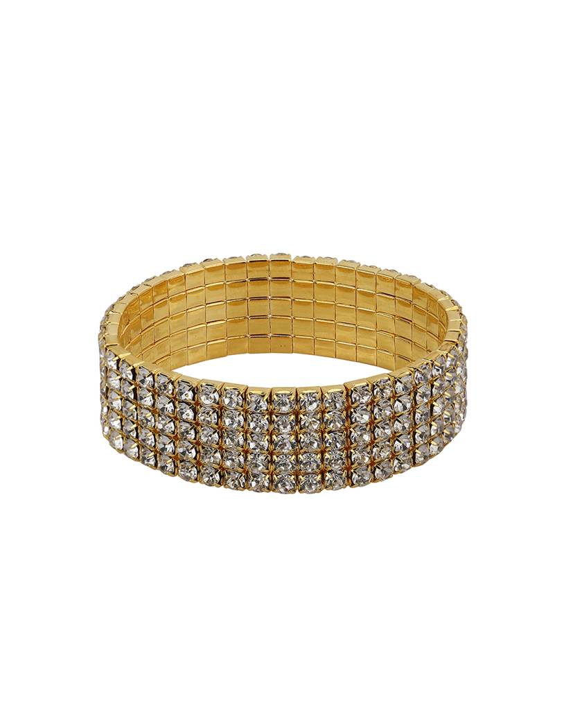 Brass Cubic Zirconia Gold-Plated Bracelet : FJB4241