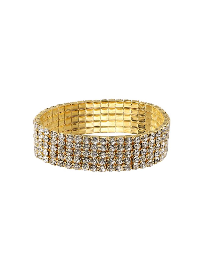 Brass Cubic Zirconia Gold-Plated Bracelet : FJB4241