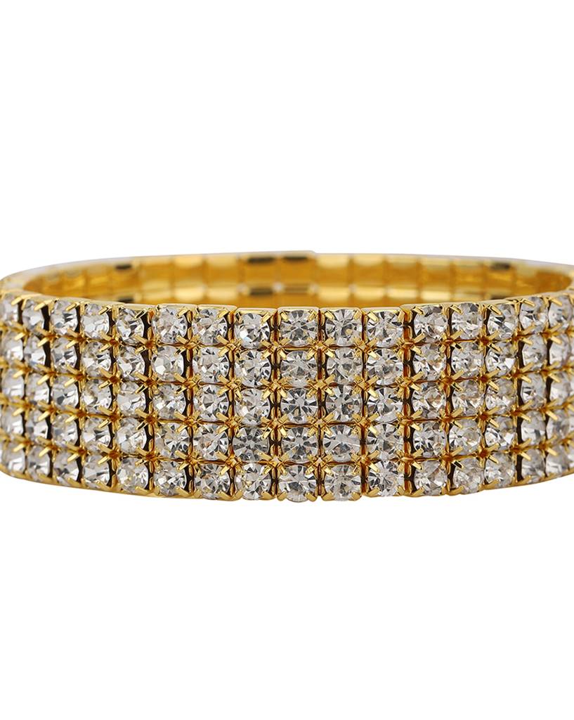 Brass Cubic Zirconia Gold-Plated Bracelet : FJB4241