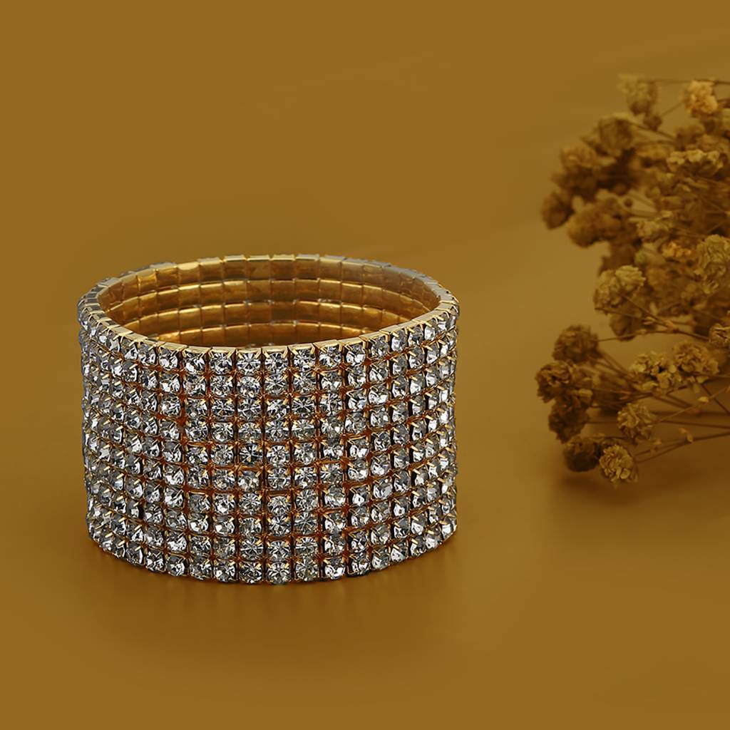 Carlton London Brass Cubic Zirconia Gold-Plated Bracelet : FJB4242