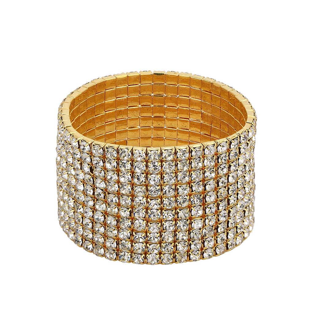 Carlton London Brass Cubic Zirconia Gold-Plated Bracelet : FJB4242