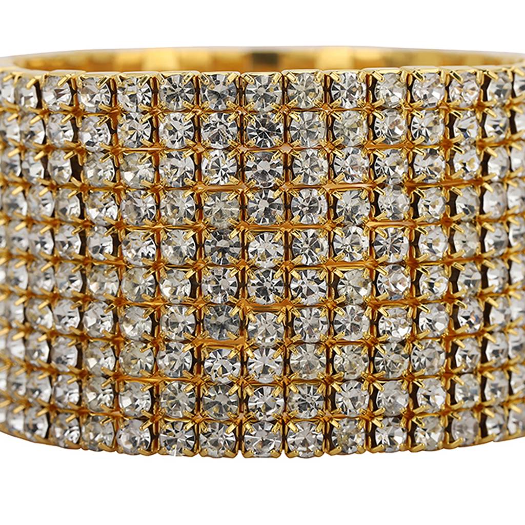 Carlton London Brass Cubic Zirconia Gold-Plated Bracelet : FJB4242