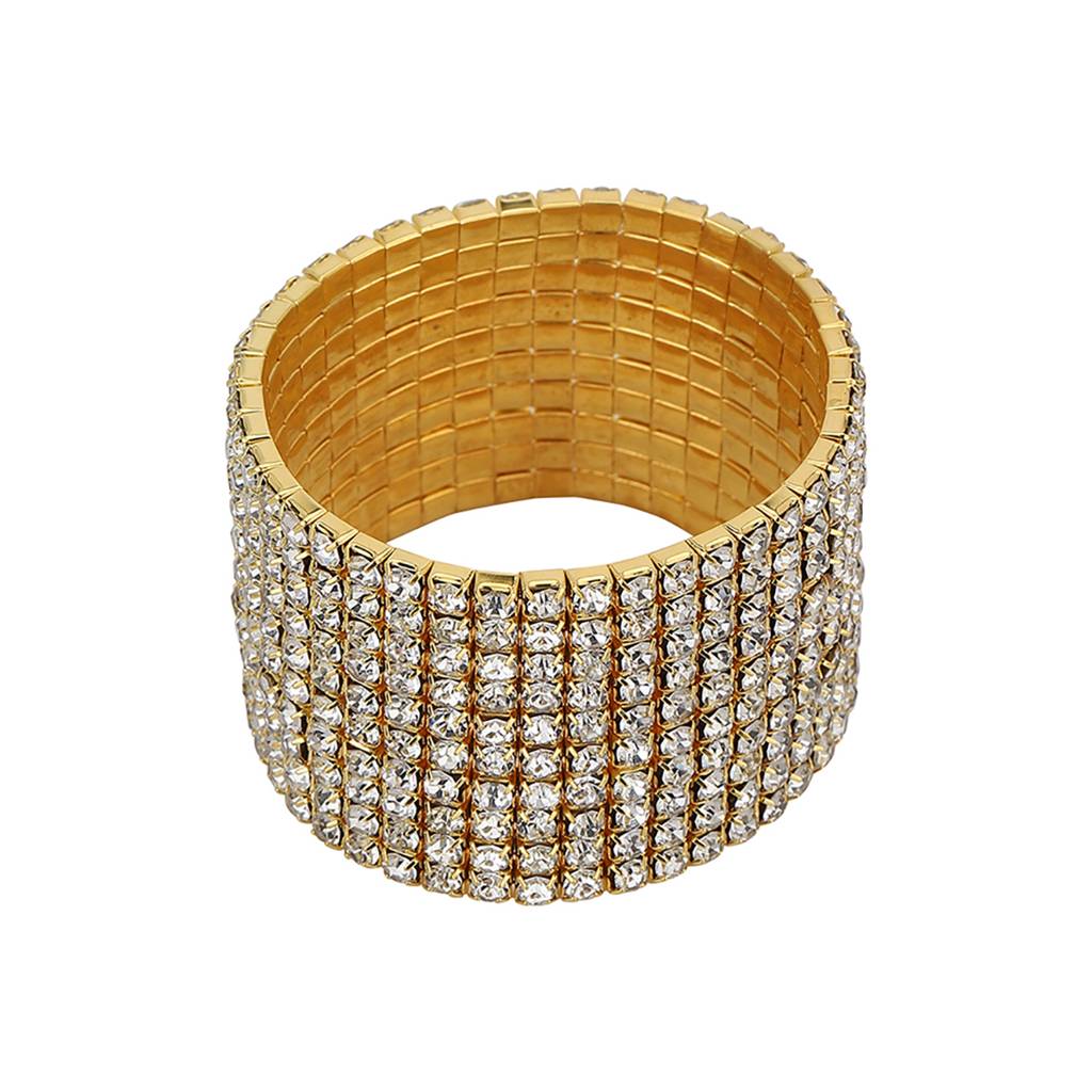 Carlton London Brass Cubic Zirconia Gold-Plated Bracelet : FJB4242
