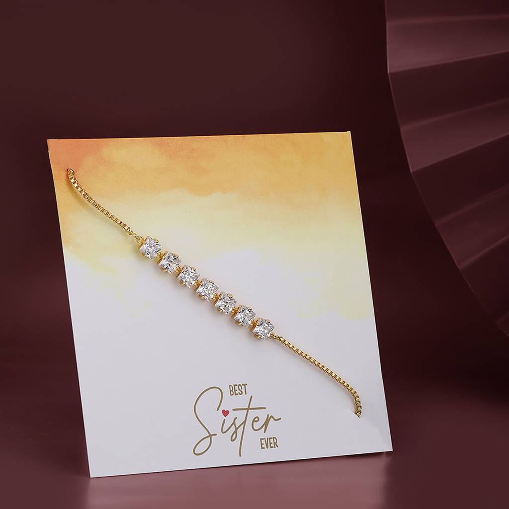 Carlton London Women Cubic Zirconia Gold-Plated Wraparound Bracelet : FJB4255
