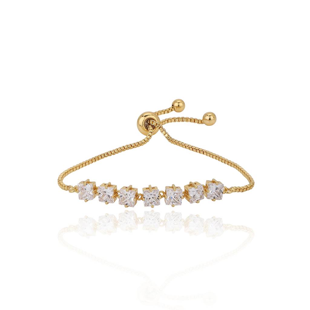 Carlton London Women Cubic Zirconia Gold-Plated Wraparound Bracelet : FJB4255