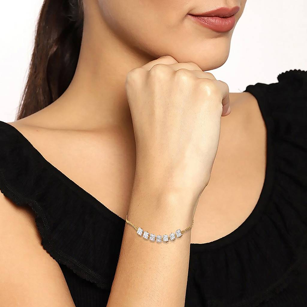 Carlton London Women Cubic Zirconia Gold-Plated Wraparound Bracelet : FJB4255