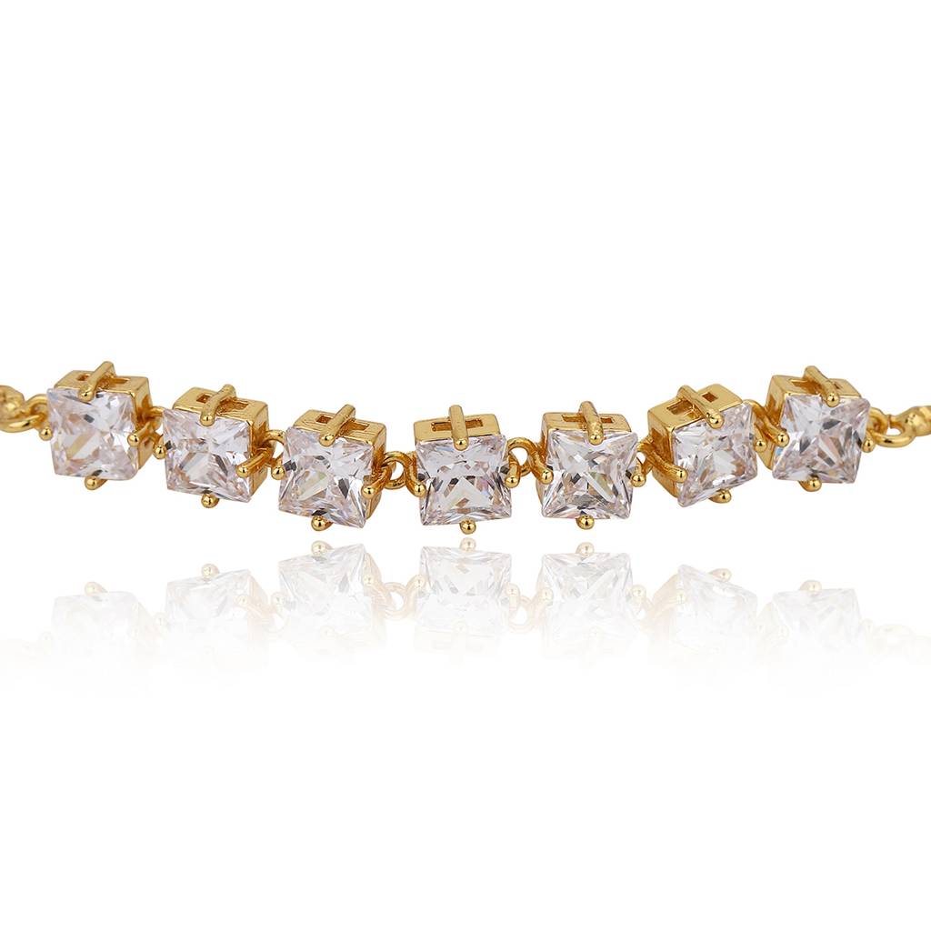 Carlton London Women Cubic Zirconia Gold-Plated Wraparound Bracelet : FJB4255