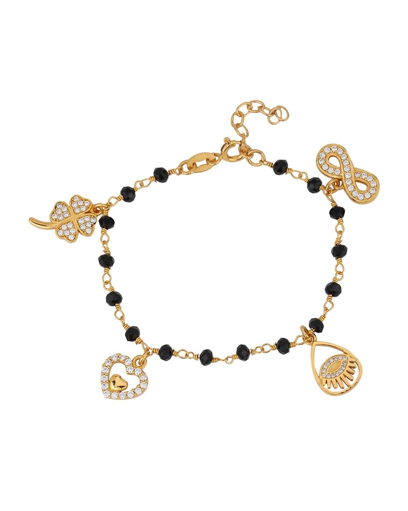 Women Cubic Zirconia Gold-Plated Mangalsutra Charm Bracelet : FJB4279