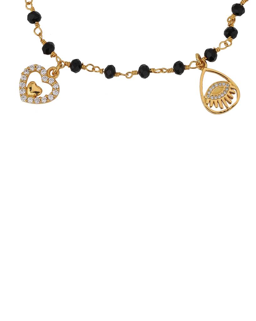 Women Cubic Zirconia Gold-Plated Mangalsutra Charm Bracelet : FJB4279