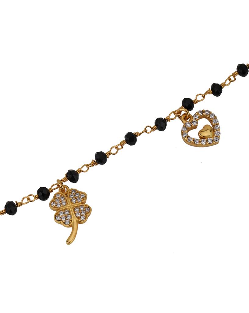 Women Cubic Zirconia Gold-Plated Mangalsutra Charm Bracelet : FJB4279