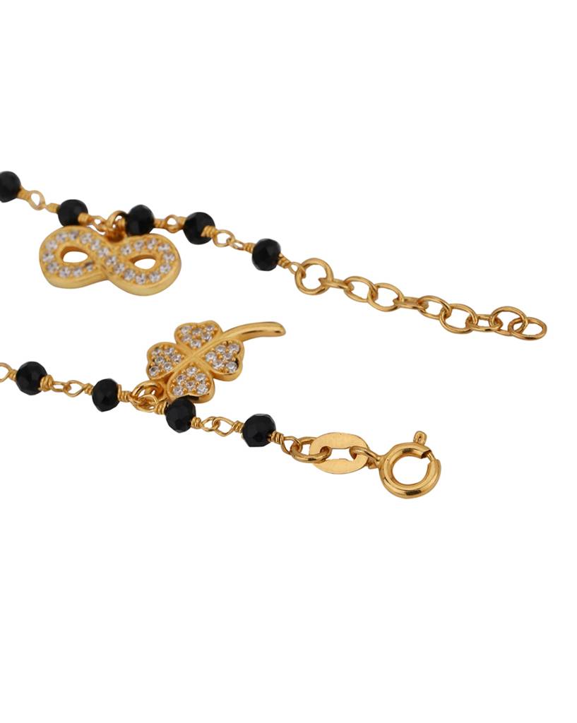 Women Cubic Zirconia Gold-Plated Mangalsutra Charm Bracelet : FJB4279