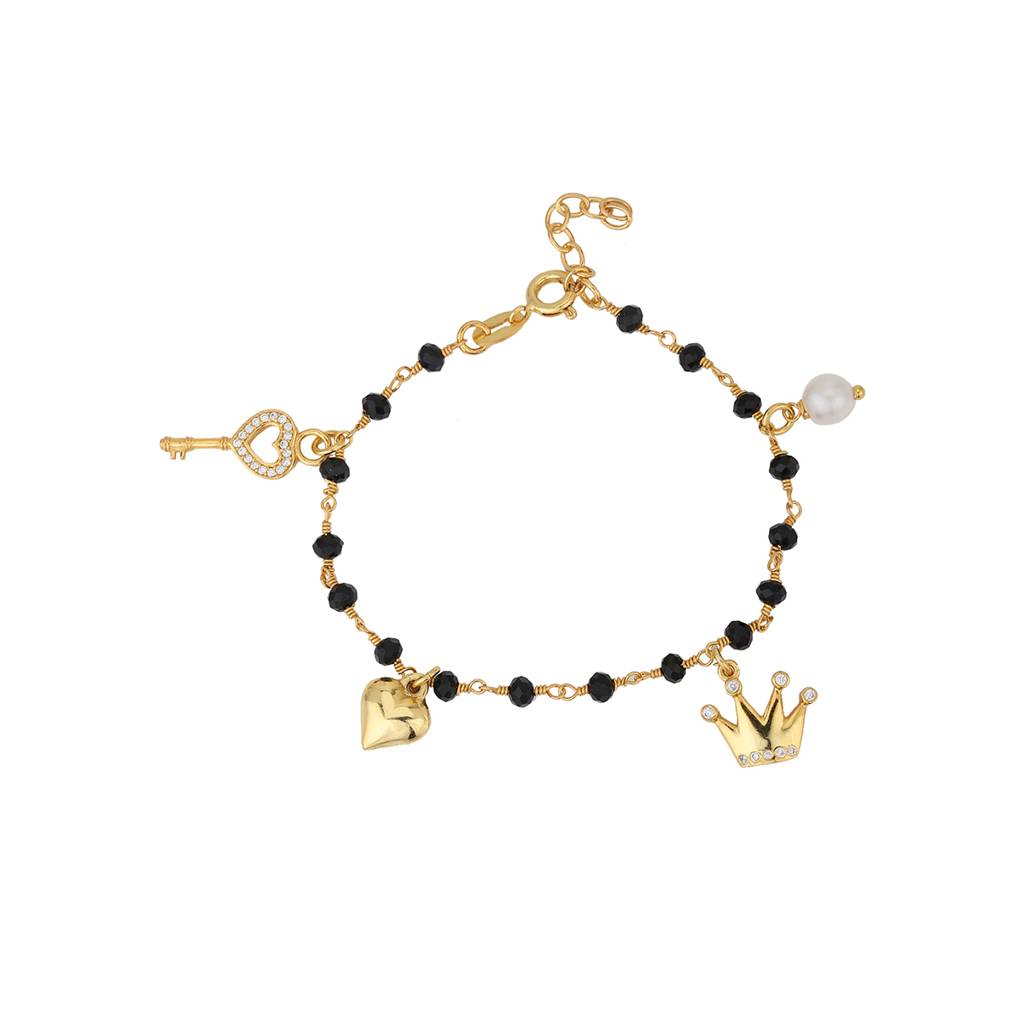 Carlton London Women Cubic Zirconia Gold-Plated Mangalsutra Charm Bracelet : FJB4280