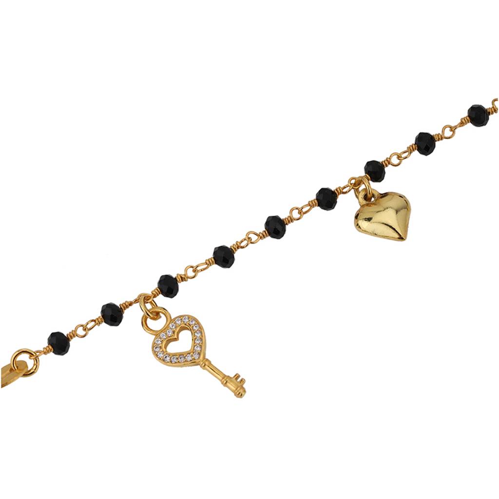 Carlton London Women Cubic Zirconia Gold-Plated Mangalsutra Charm Bracelet : FJB4280
