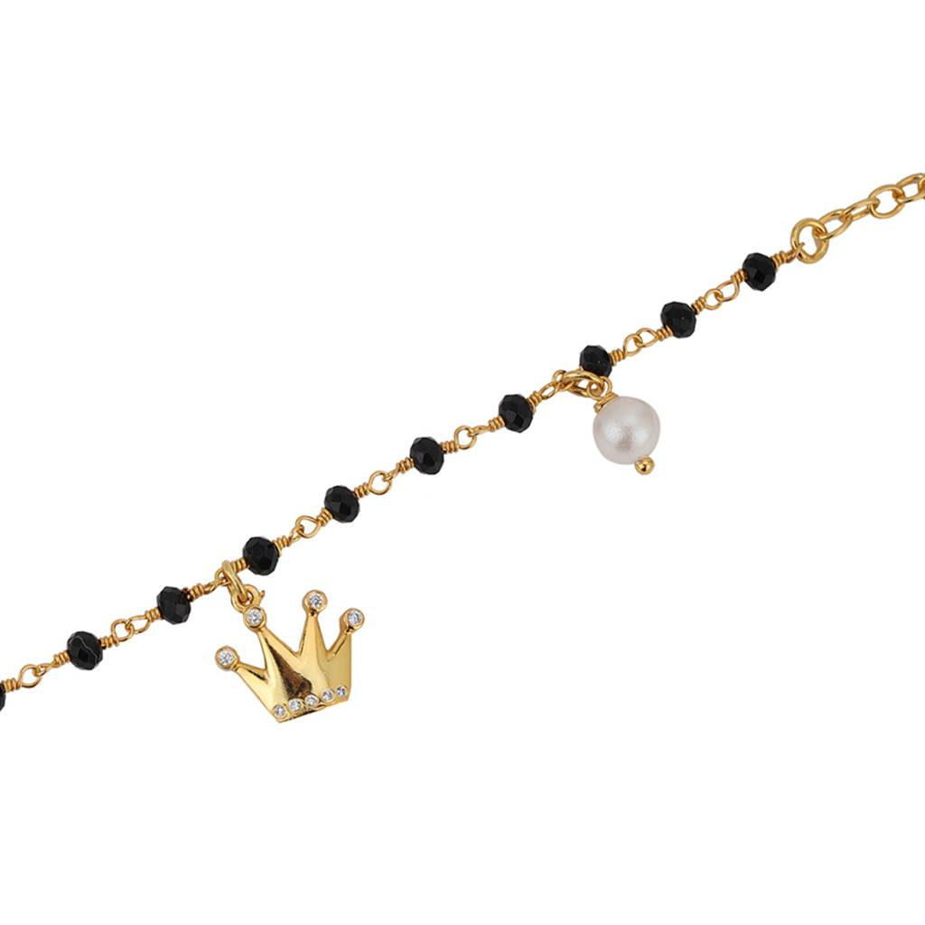 Carlton London Women Cubic Zirconia Gold-Plated Mangalsutra Charm Bracelet : FJB4280