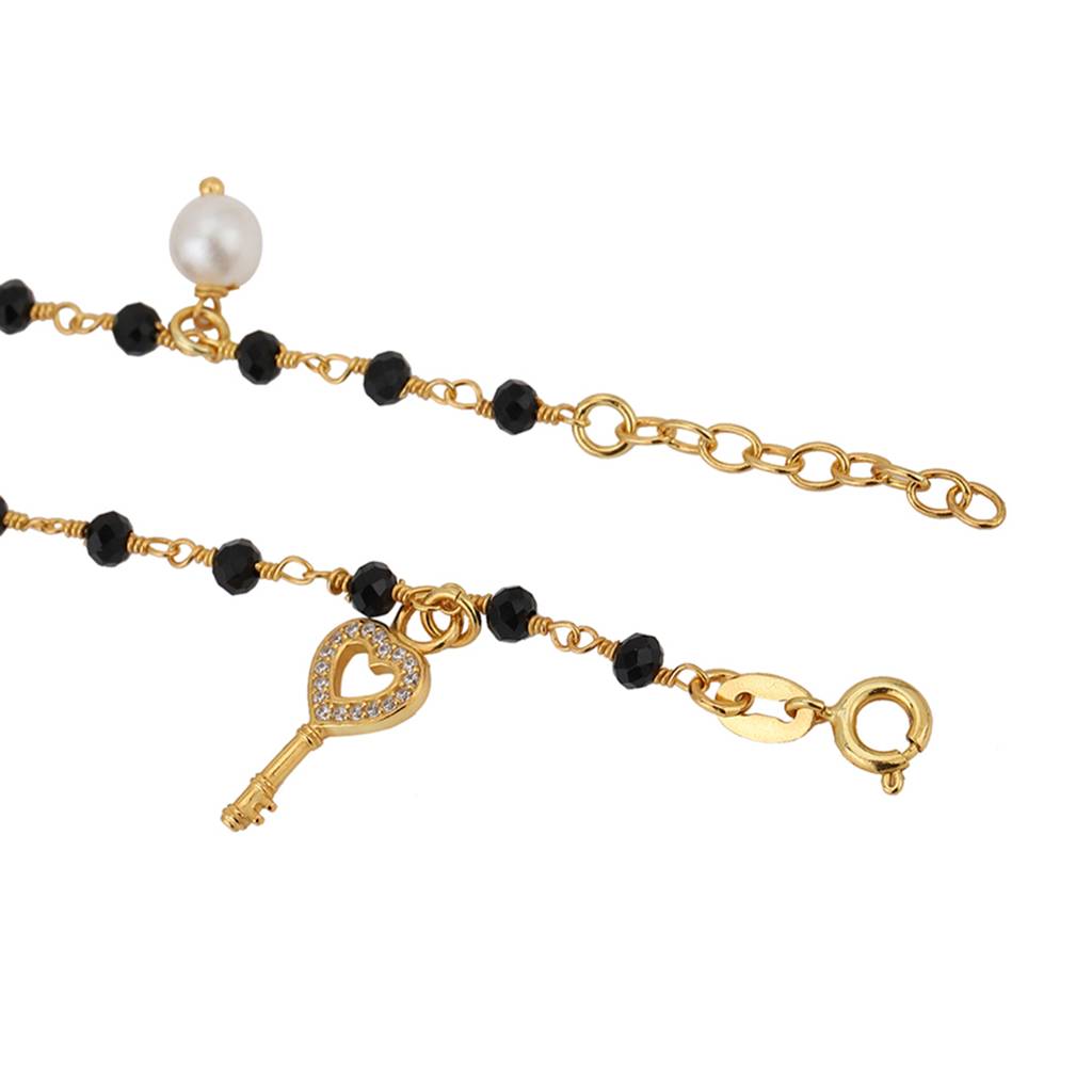 Carlton London Women Cubic Zirconia Gold-Plated Mangalsutra Charm Bracelet : FJB4280