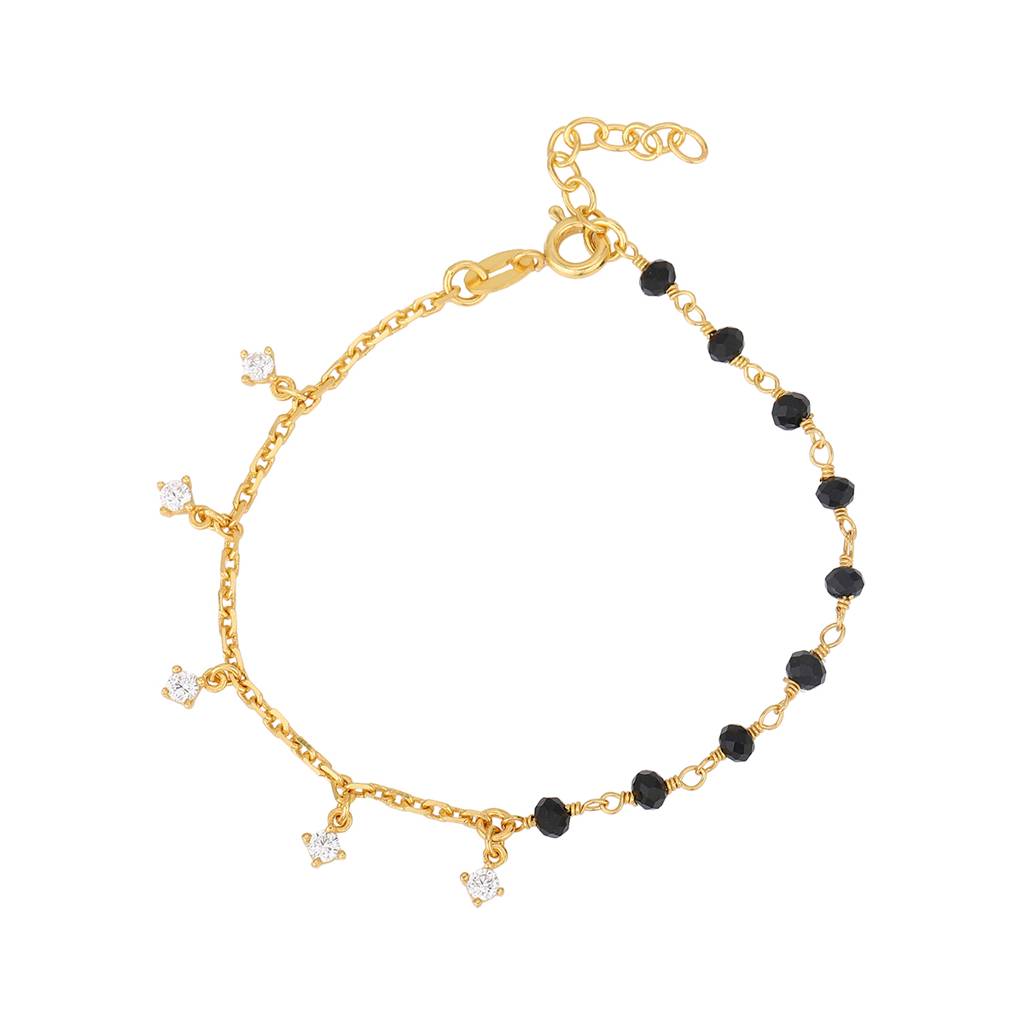 Carlton London Women Cubic Zirconia Gold-Plated Mangalsutra Charm Bracelet. : FJB4281