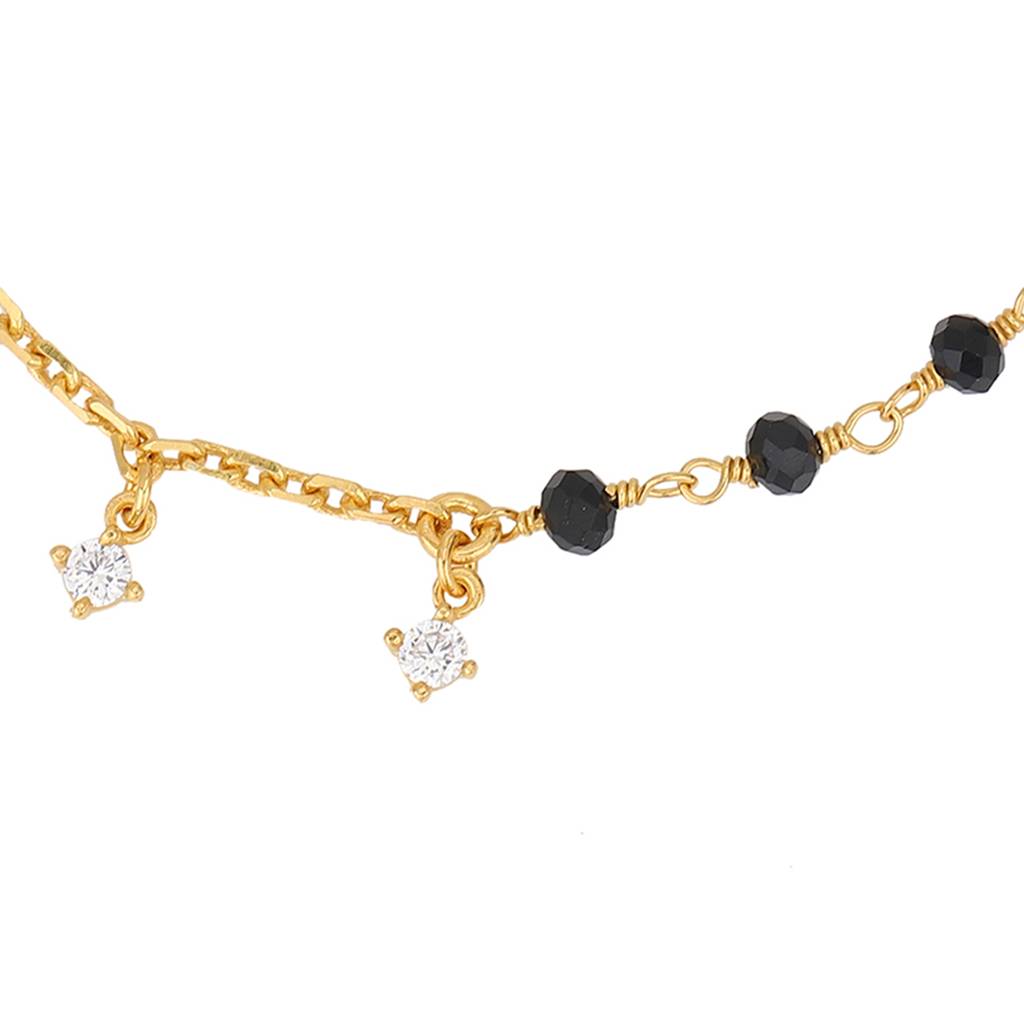 Carlton London Women Cubic Zirconia Gold-Plated Mangalsutra Charm Bracelet. : FJB4281