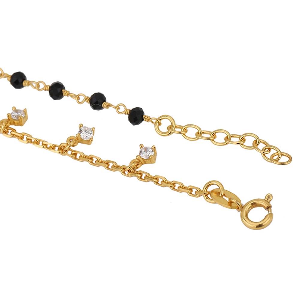 Carlton London Women Cubic Zirconia Gold-Plated Mangalsutra Charm Bracelet. : FJB4281