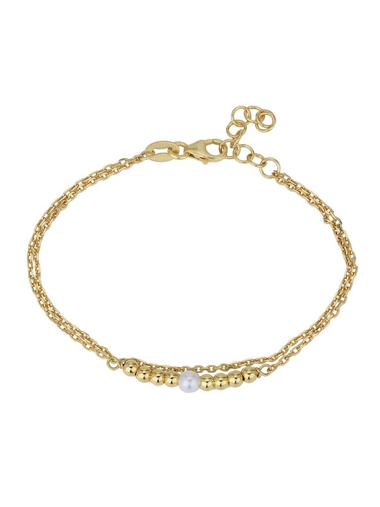 Carlton London 18Kt Gold Plated Double Layer Bracelet With Gold Beads & Pearl : FJB4311