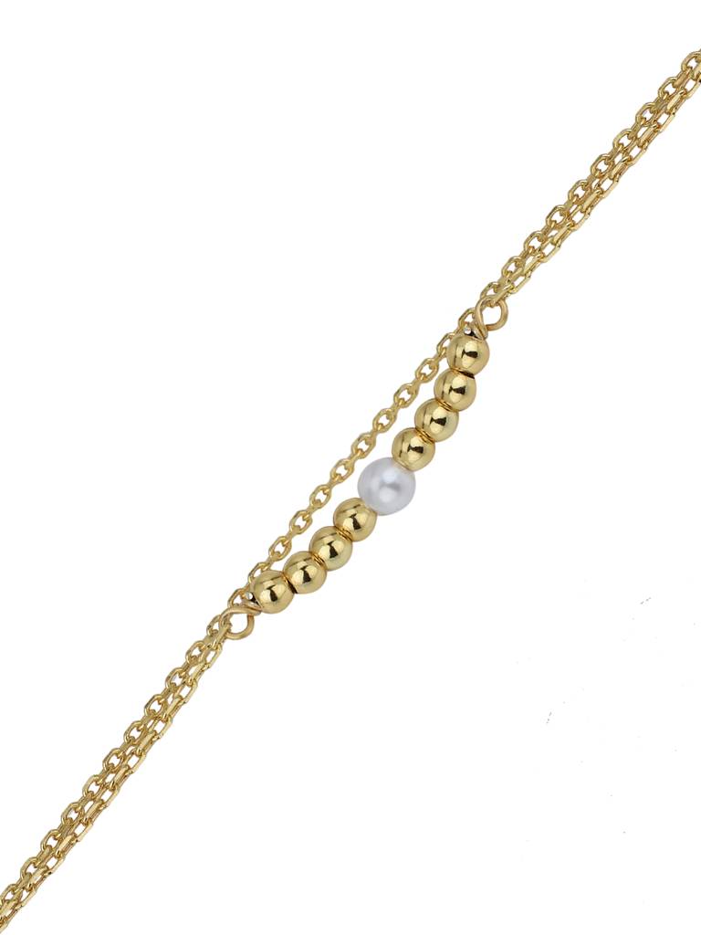 Carlton London 18Kt Gold Plated Double Layer Bracelet With Gold Beads & Pearl : FJB4311