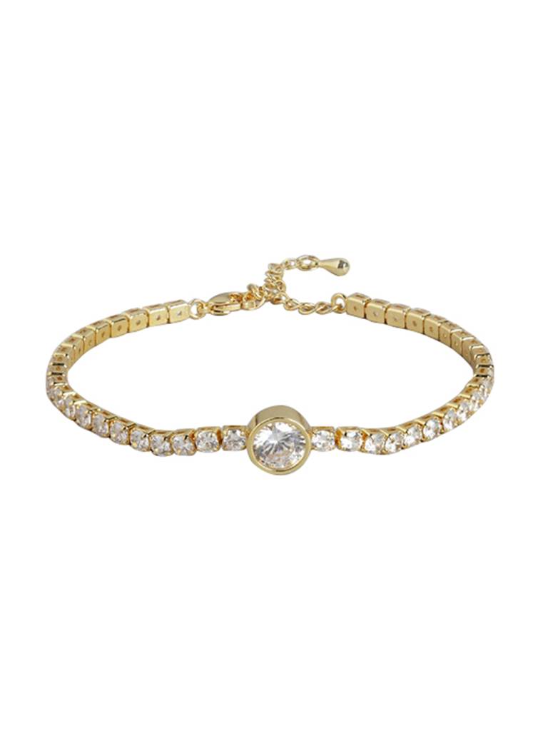 Carlton London Women Gold-Plated Cz-Studded Adjustable Bracelet. : FJB4364