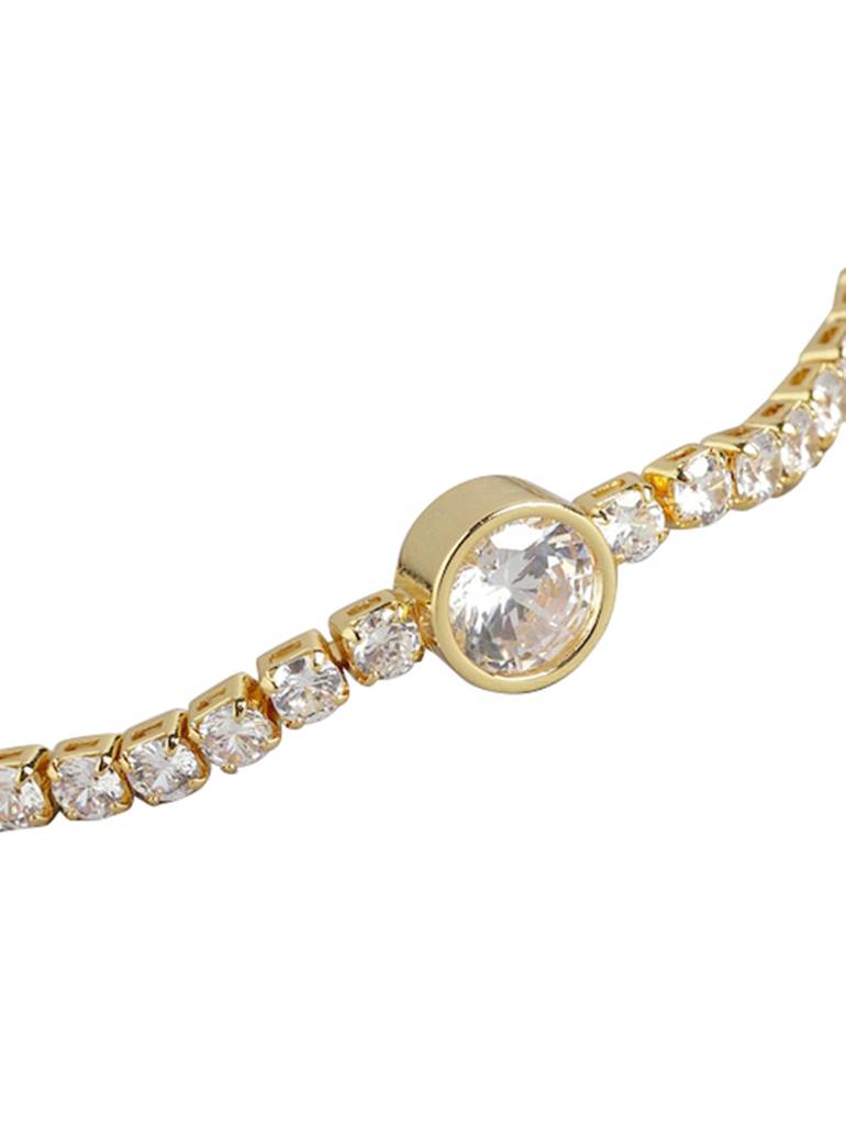 Carlton London Women Gold-Plated Cz-Studded Adjustable Bracelet. : FJB4364