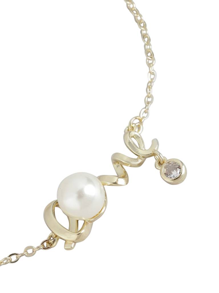 Carlton London Women Gold-Plated Pearls Adjustable Charm Bracelet : FJB4366