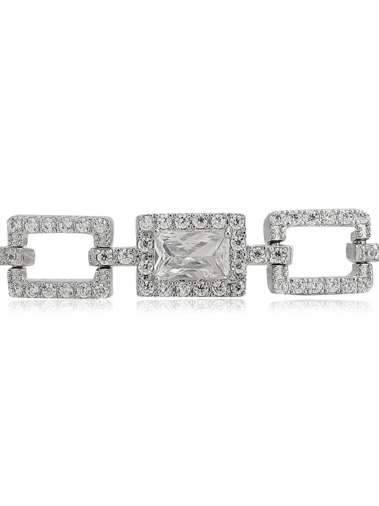 Carlton London Women Brass Cubic Zirconia Studded Rhodium-Plated Bracelet : FJB4368