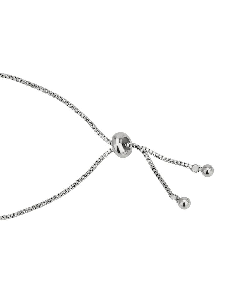 Carlton London Women Brass Cubic Zirconia Studded Rhodium-Plated Bracelet : FJB4368