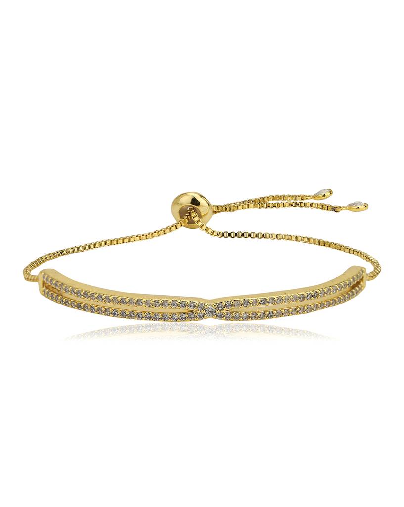 Women Gold-Plated Brass Cubic Zirconia Studded Bracelet : FJB4370