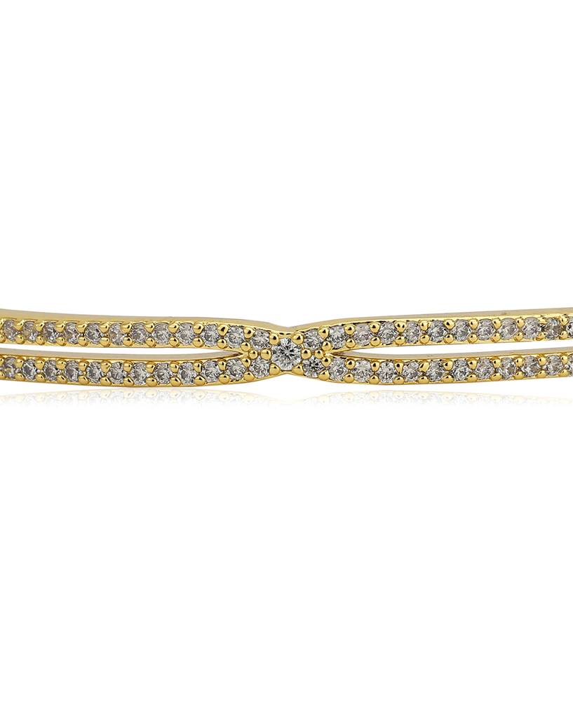 Women Gold-Plated Brass Cubic Zirconia Studded Bracelet : FJB4370
