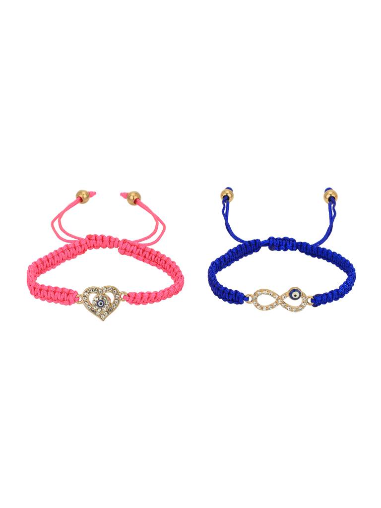 Carlton London Women Set Of 2 Cz-Studded Enamelled Gold-Plated Charm Bracelets. : FJB4742