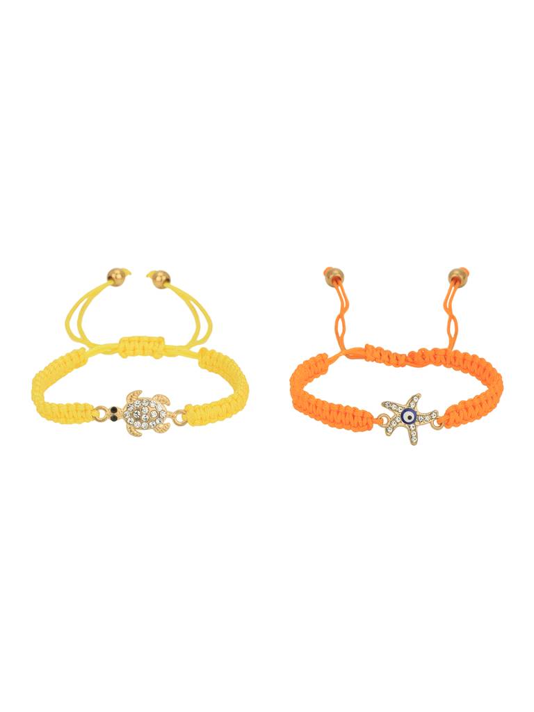 Carlton London Women Set Of 2 Cz-Studded Enamelled Gold-Plated Charm Bracelets : FJB4779