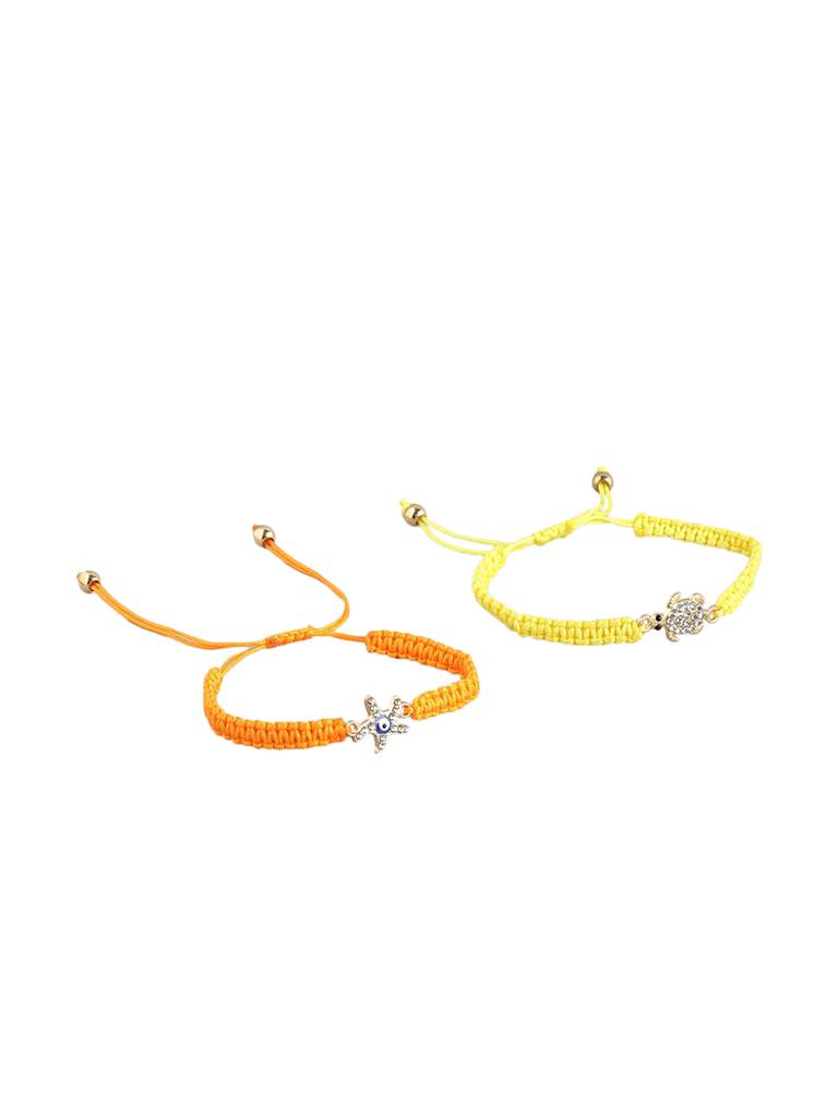 Carlton London Women Set Of 2 Cz-Studded Enamelled Gold-Plated Charm Bracelets : FJB4779
