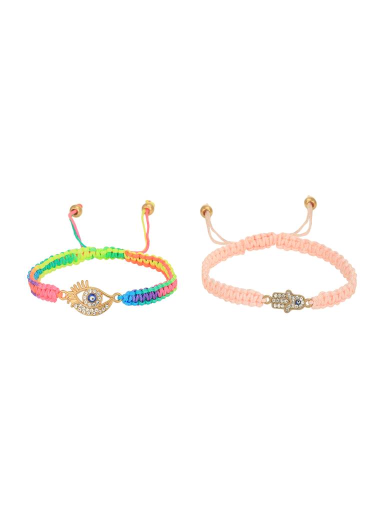 Carlton London Women Set Of 2 Cz-Studded Enamelled Gold-Plated Charm Bracelet : FJB4780