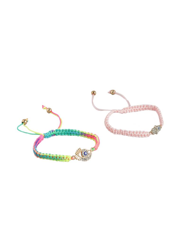Carlton London Women Set Of 2 Cz-Studded Enamelled Gold-Plated Charm Bracelet : FJB4780