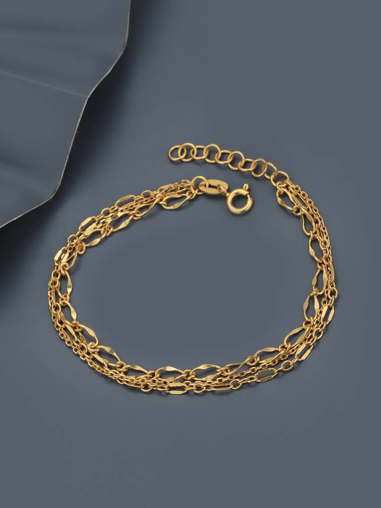 Carlton London Women 18Kt Gold Plated Double Chain Adjustable Link Bracelet : FJB4826