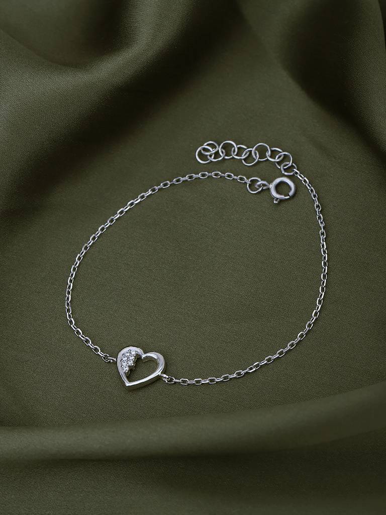 Carlton London Rhodium-Plated Cubic Zirconia Charm Bracelet : FJB4952