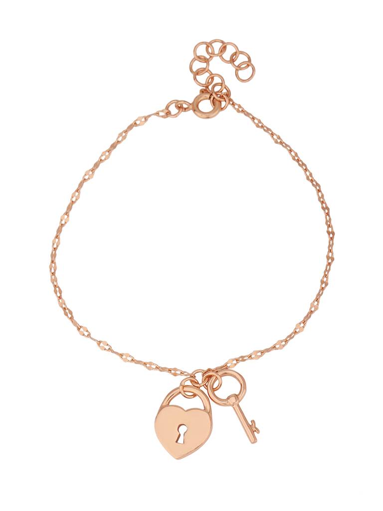 Carlton London 18Kt Rose Gold Plated Lock And Key Charm Bracelet : FJB4953