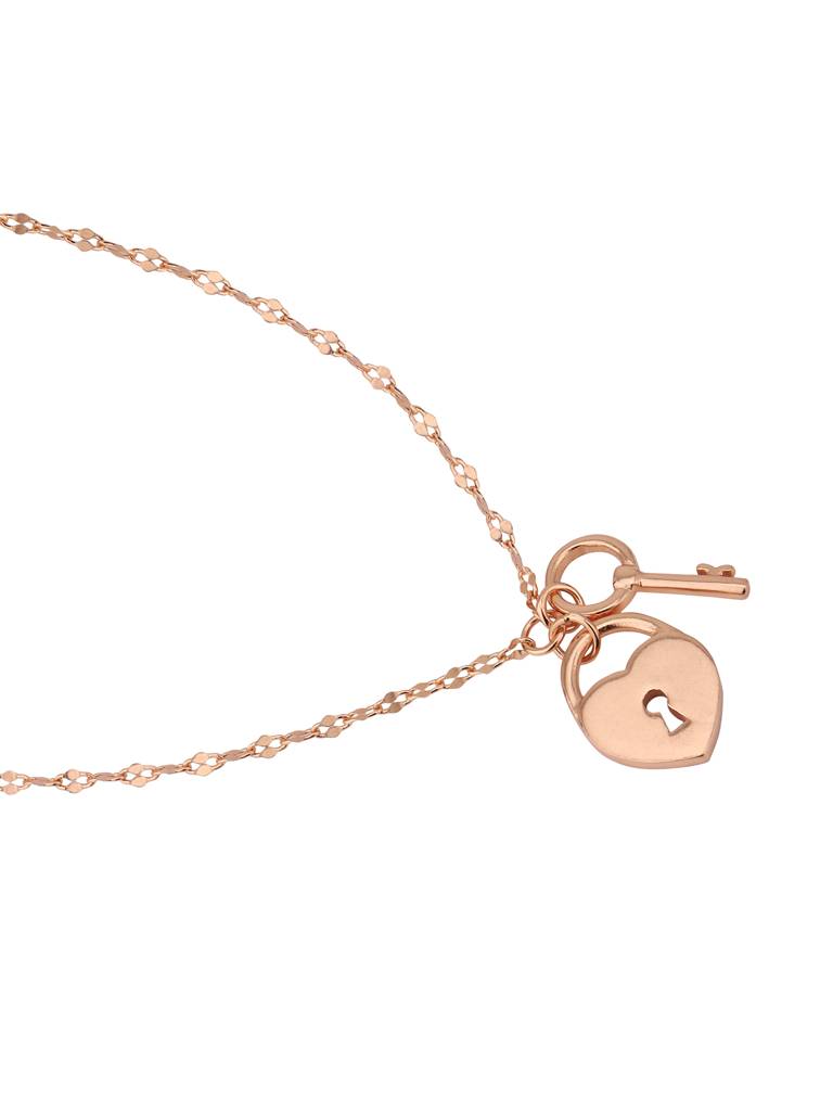 Carlton London 18Kt Rose Gold Plated Lock And Key Charm Bracelet : FJB4953